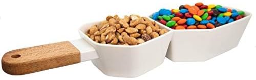 14.33 4.29 2.13 Machika Two-Compartment Snack Dish Pistachio Bowl | Divided Serving Tray | Just Crunch Anti-Soggy