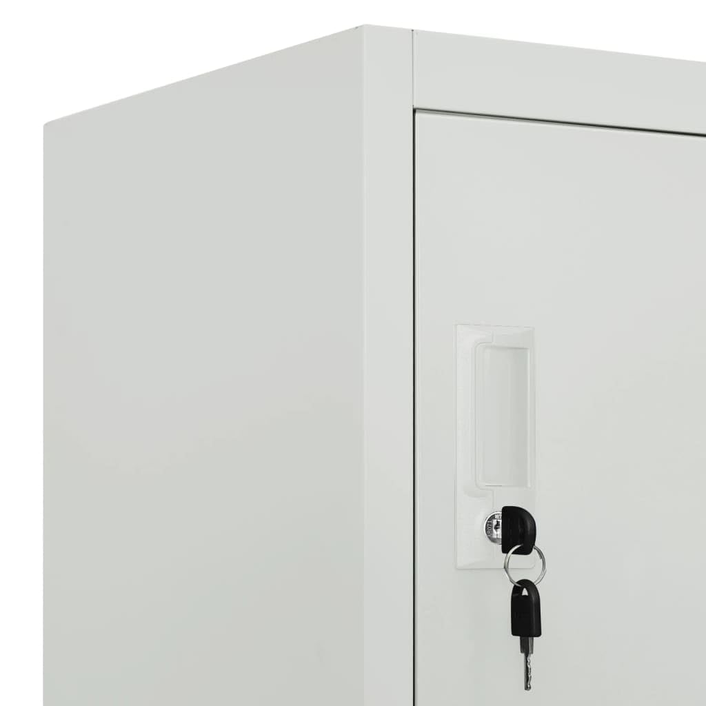 pokgdf Grey Steel Large Locker Cabinet with Six Locking Compartments for Secure Storage in Office or Gym, Durable Industrial Style Organizer