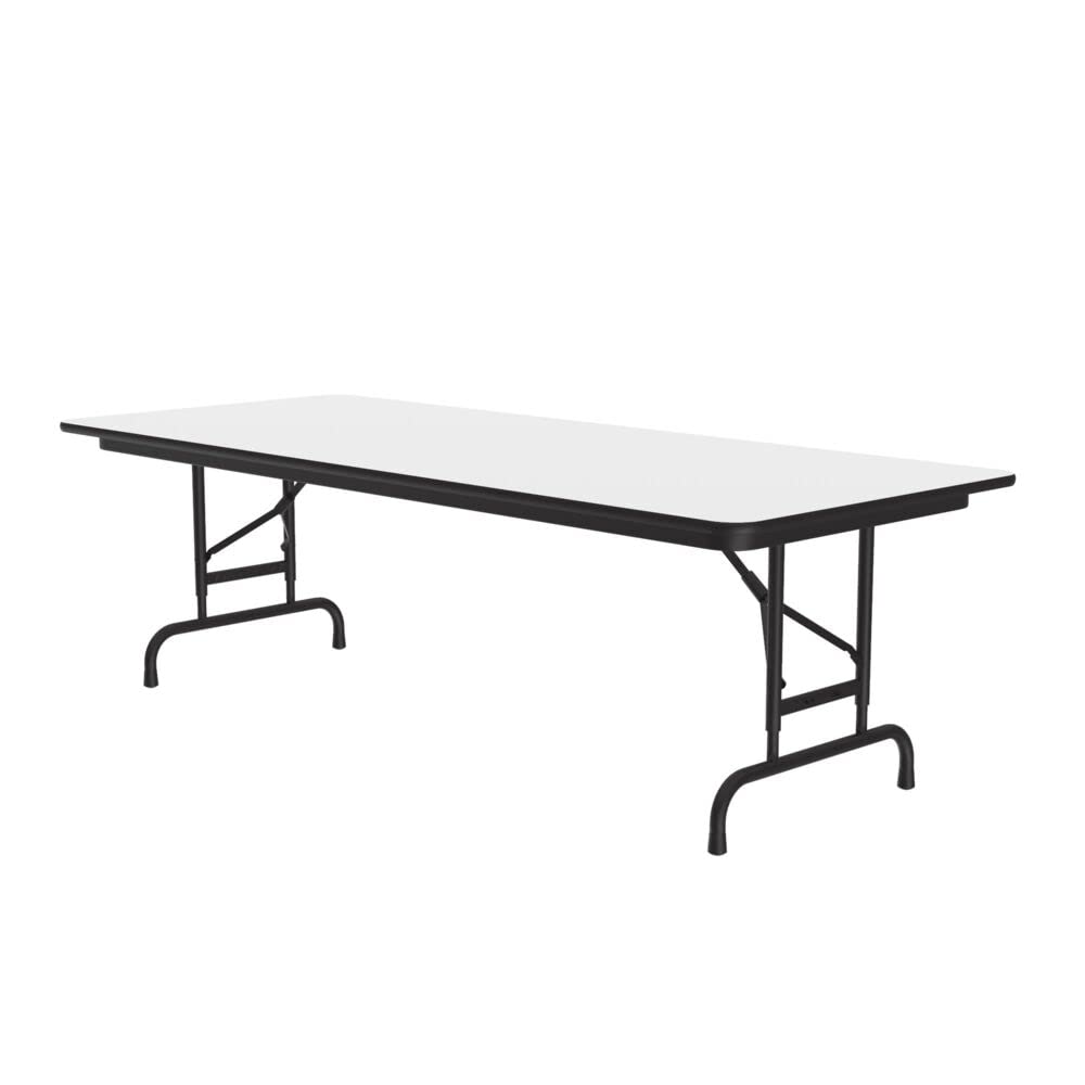 Correll Heavy Duty Height Adjustable Utility Folding Table, High Pressure Laminate Top, USA Made, Strong Steel Apron, 30"x60", Markerboard Top Black Edge