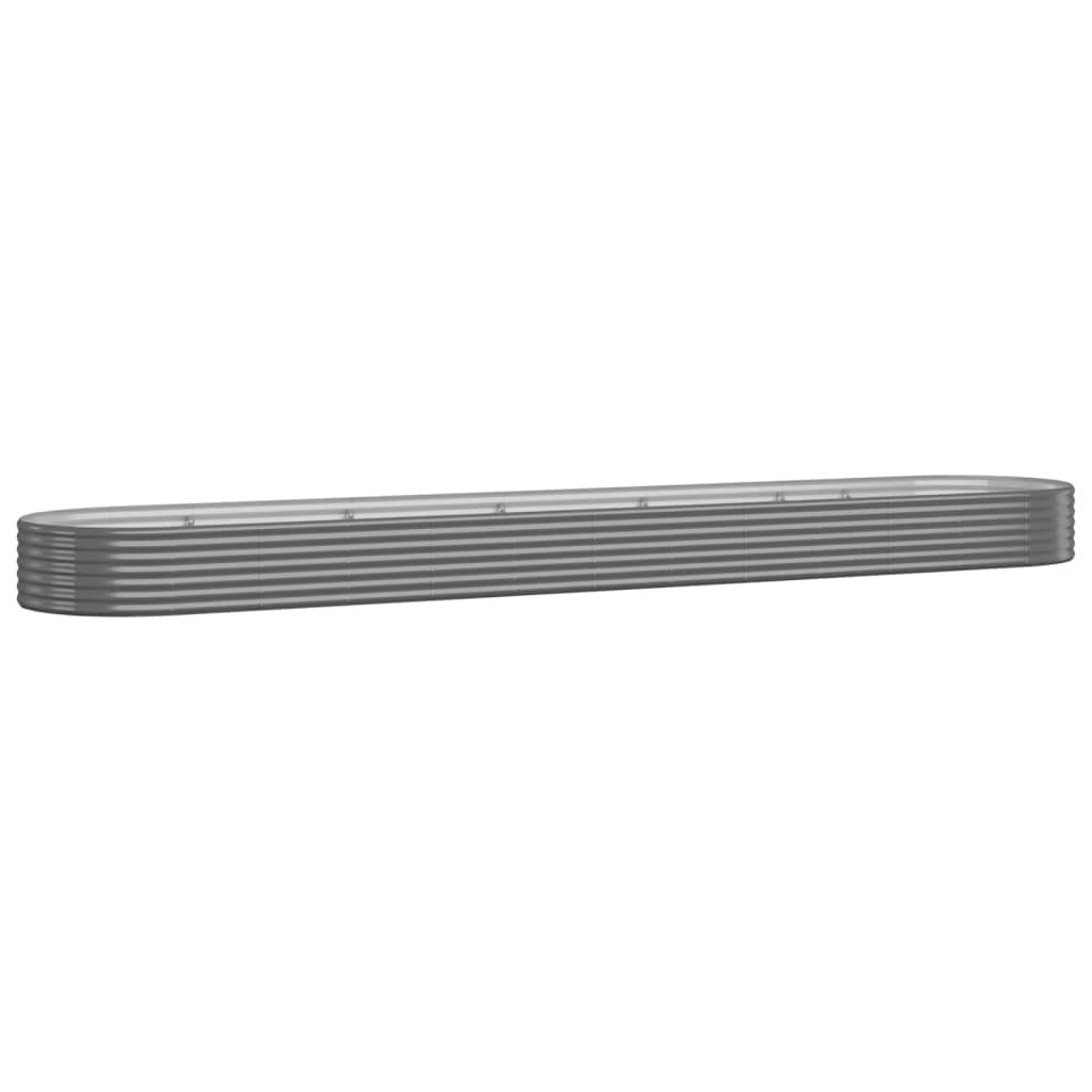 Foknhdi Large Oval Raised Garden Bed 199.6 x 39.4 x 14.2 in Grey Powder-Coated Steel Planter Box for Outdoor Patio, Modern Raised Flower & Vegetable Bed for Garden, Terrace and Balcony