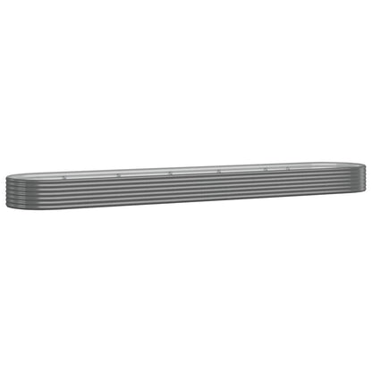 Foknhdi Large Oval Raised Garden Bed 199.6 x 39.4 x 14.2 in Grey Powder-Coated Steel Planter Box for Outdoor Patio, Modern Raised Flower & Vegetable Bed for Garden, Terrace and Balcony