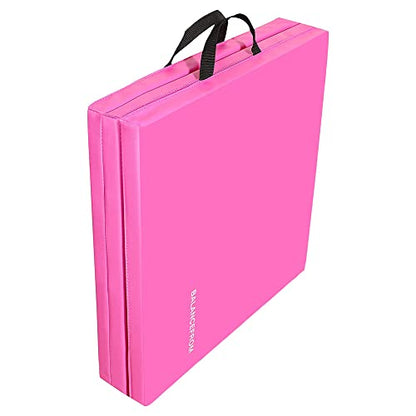BalanceFrom 6x2 Feet 3-Panel Folding Gymnastics Mat – 1.5-Inch Thick Pad with Vinyl Surface and Carrying Handles for Tumbling, Yoga, Pilates, Home Workouts, and Martial Arts