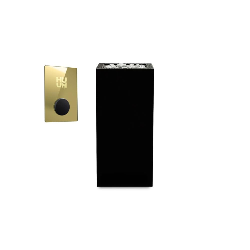 HUUM CORE6 6.5KW Series, Sauna Heater, Customizable Exterior with Control (Sauna Stones Included) (6.5k.W Black Stainless Steel, UKU WiFi - Gold)