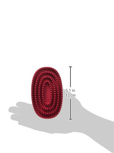 Le Salon Essentials Rubber Curry Grooming Brush with Loop Handle Red