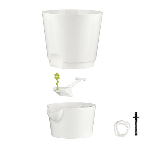 Poétic/Emsa Herb Pot for Fresh Herbs, Self-Watering, Water Level Indicator, Diameter 14 cm, Height 18 cm, Silk Grey, Fresh Herbs