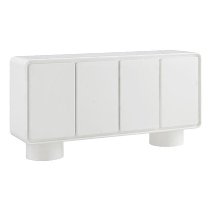 Modway Lumo Modern Sculptural 4 Door Accent Cabinet in White – Rounded Edge Media Storage Console for Living Room or Entryway – 63 Inch Contemporary Sideboard with Concealed Storage