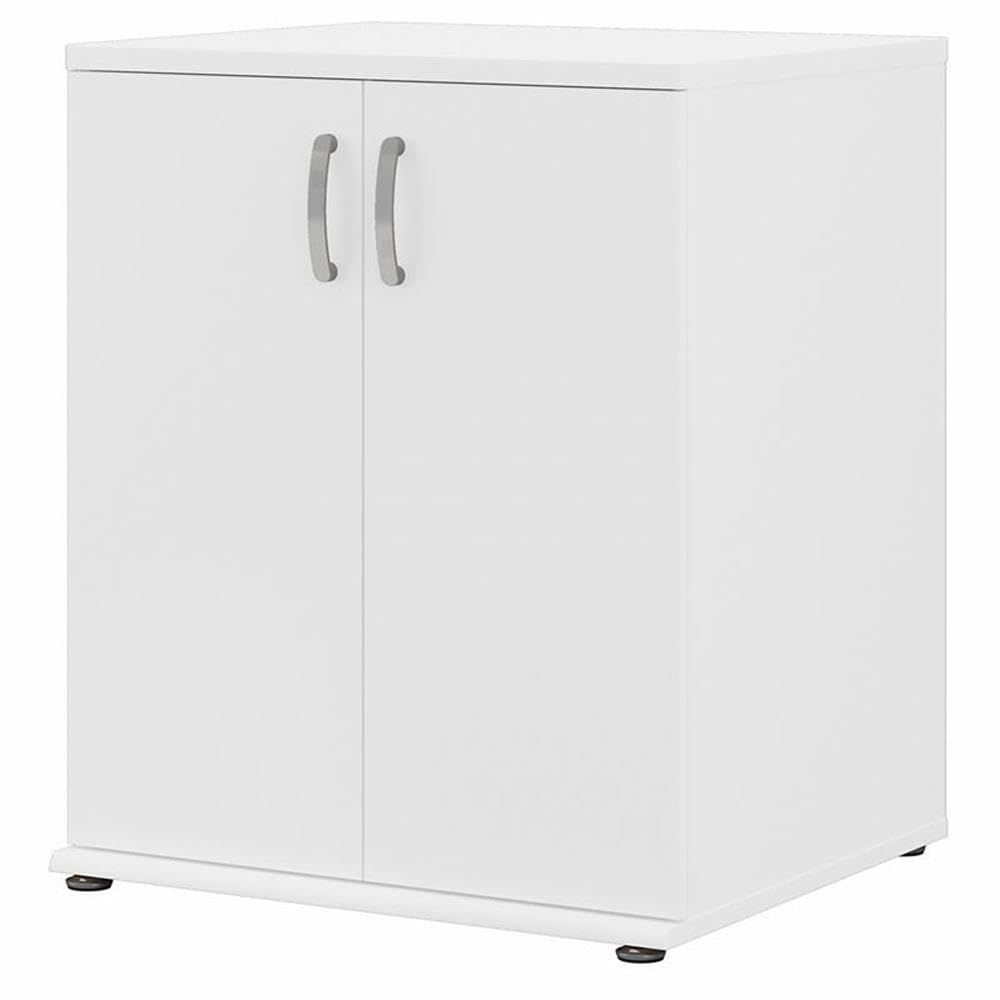 Maklaine Engineered Wood Laundry Room Cabinet, 28W x 25D x 34H, White Finish, Adjustable Shelves, 2 Doors with Euro Hinges, Freestanding Utility Storage for Laundry Room Organization