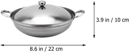 UPKOCH Stainless Steel Hot Pot Pan, 22cm Metal Shabu Shabu Hot Pot with Lid and Handle