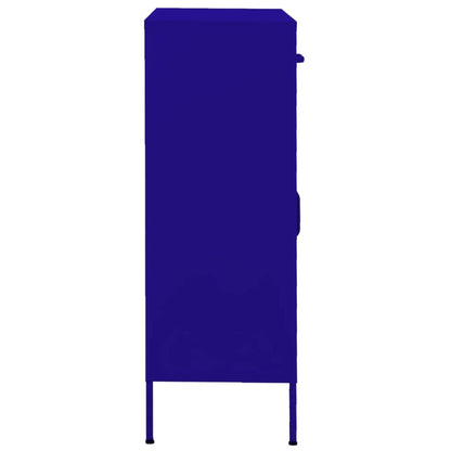 mtlskopl Navy Blue Steel Storage Cabinet with Height-Adjustable Shelves & Lockable Doors 13.8 x 31.5 x 40 in Powder-Coated Finish Modern Organizer for Living Room Home Office Garage