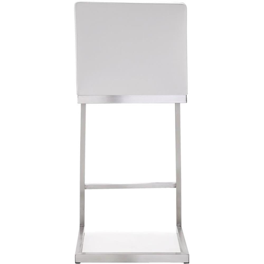 Tov Furniture Parma White Performance Vegan Leather and Stainless Steel Counter Stool - Set of 2