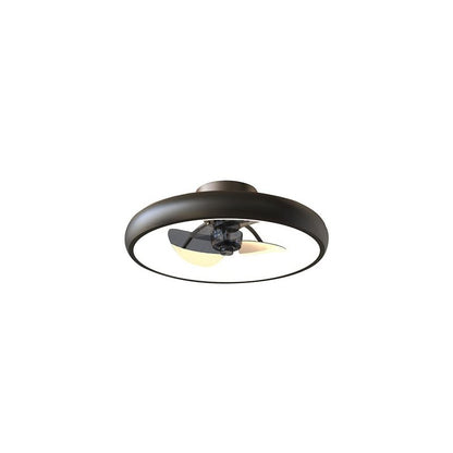 CIKASS Ceiling Fan with Lights Dimmable LED Reversible Blades Timing with Remote Control, 5 Invisible Blades Semi Flush Mount Low Profile Fan (18.9, Black)