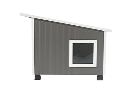 New Age Pet ECOFLEX XL Outdoor Cat House - Durable, Moisture-Resistant Wood Plastic Composite, Dual Entry, Easy Assembly, Elevated Floor for Ventilation, Compatible with Heated Pad, 10-Year Warranty