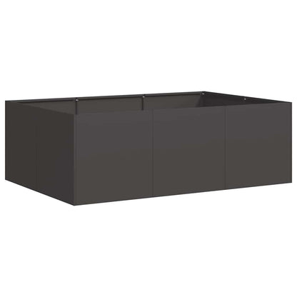 Foknhdi Large Rectangular Outdoor Metal Planter 31.5 x 47.2 x 15.7 in Matte Black for Patio Garden Balcony Durable Modern Raised Box Fits Flowers & Shrubs