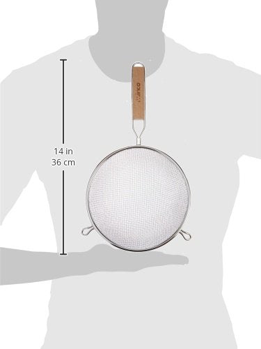 Winco MS3A-8D Strainer with Double Fine Mesh, 8-Inch Diameter, Medium, Stainless Steel, Tan