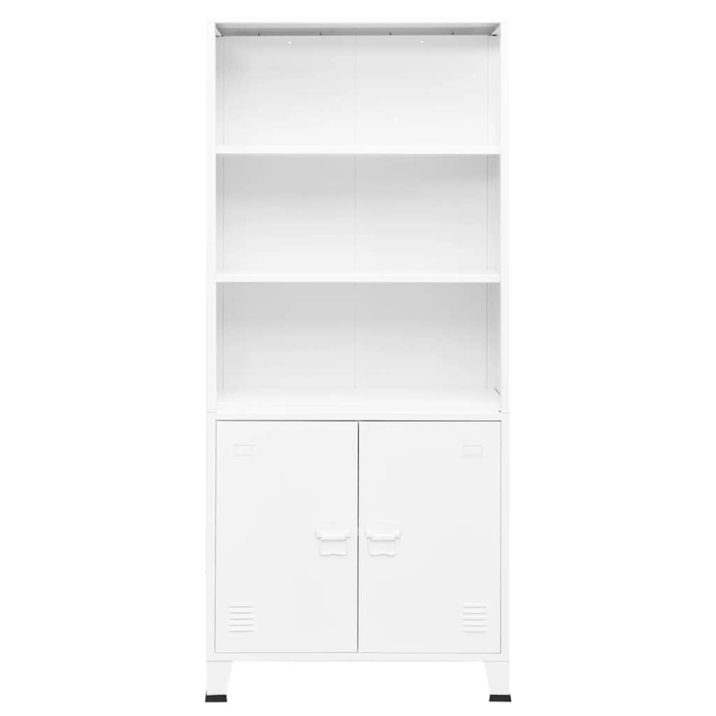 Sinkzol White Steel Bookshelf Medium Rectangular Industrial Durable Bookcase with Five Spacious Shelves for Living Room Storage and Stylish Organization