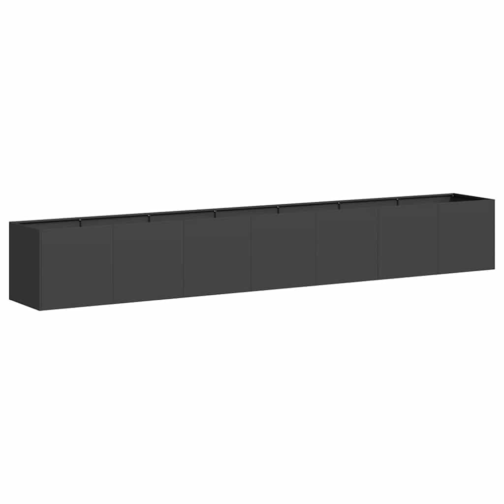 Tmriohed Large Rectangular Planter Box Black Cold-Rolled Steel Matte Outdoor Planter 110.2 x 15.7 x 15.7 in for Garden Patio Balcony Container Gardening