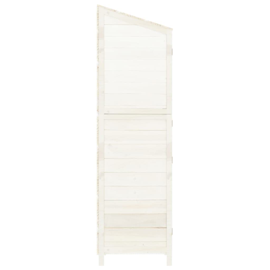 Outdoor Garden Shed 40.2x20.5x68.7 in, Solid Fir Wood Storage Cabinet with Lockable Doors for Backyard Lawn Tool Organization, White