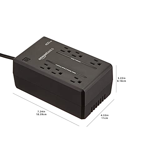 Amazon Basics UPS Battery Backup & Surge Protector 400VA/255W, 6 Outlets, Standby Uninterruptible Power Supply, for Power Outage Protection, Compact, Black