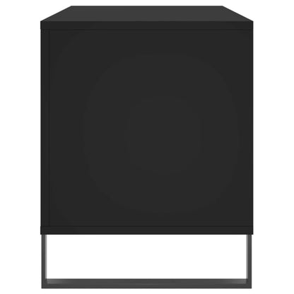 WXGTBKPR Vinyl Record Storage Cabinet with Iron Legs, Modern Media Console Stand for Living Room, Matte Black Engineered Wood Sideboard Organizer, 39.4x15.0x18.9 Inches