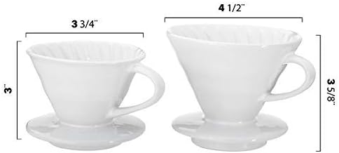 Ceramic Pour Over Coffee Dripper - Slow Brewing Accessories for Home, Cafe, Restaurants - 2 Cup Size, Brown