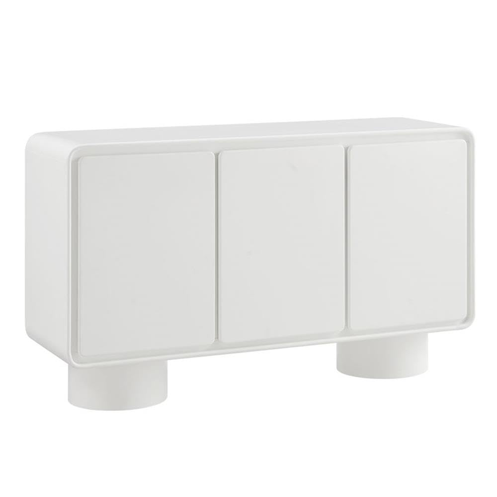 Modway Lumo Modern Sculptural 3 Door Accent Cabinet in White – Rounded Edge Storage Cabinet for Living Room or Entryway – 55 Inch Contemporary Sideboard with Concealed Storage