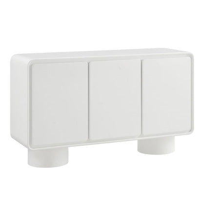 Modway Lumo Modern Sculptural 3 Door Accent Cabinet in White – Rounded Edge Storage Cabinet for Living Room or Entryway – 55 Inch Contemporary Sideboard with Concealed Storage