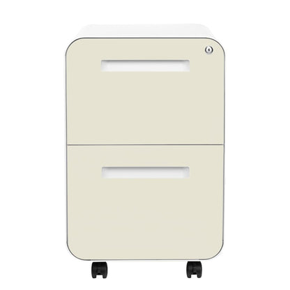 Laura Davidson Furniture Stockpile 2 Drawer Mobile File Cabinet with Lock - Under Desk Metal Filing Cabinet, Legal/Letter File Folders, Wheels and Stationary Feet, Pre-Assembled, Ivory