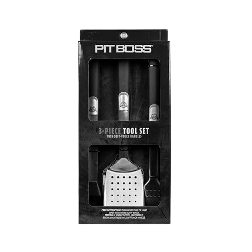 Pit Boss Grills Soft Touch 3 Piece Tool Set, Stainless