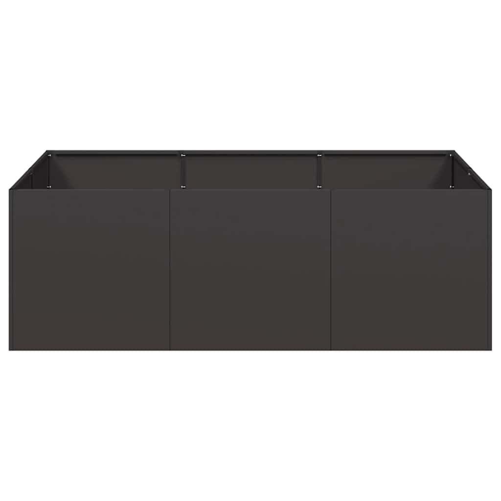 Foknhdi Large Rectangular Outdoor Metal Planter 31.5 x 47.2 x 15.7 in Matte Black for Patio Garden Balcony Durable Modern Raised Box Fits Flowers & Shrubs