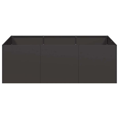 Foknhdi Large Rectangular Outdoor Metal Planter 31.5 x 47.2 x 15.7 in Matte Black for Patio Garden Balcony Durable Modern Raised Box Fits Flowers & Shrubs