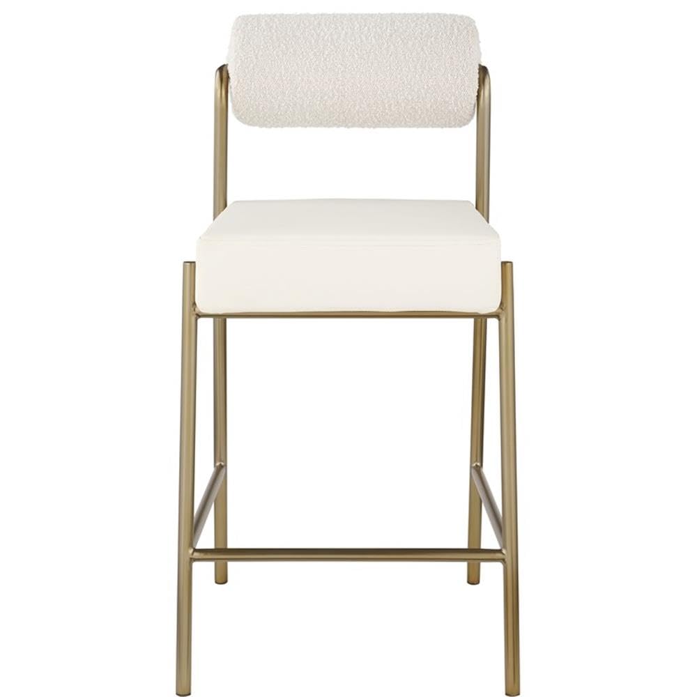 Meridian Furniture 587Cream-C Carly Collection Modern | Contemporary Vegan Leather/Boucle Fabric Upholstered Counter Stool, 19" W x 22.5" D x 37" H, Cream