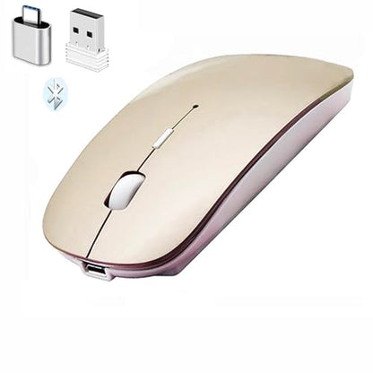 Bluetooth Wireless Mouse for Laptop mac MacBook ipad MacBook air MacBook pro pc Desktop Computer Windows Chromebook Notebook (Silver)