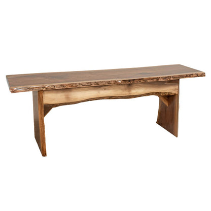 Rustic Red Door Co. Live Edge Wood Bench for Dining Table, Entryway, Bedroom, Living Room Accent, Solid Wooden Slab, Rustic Furniture, 4' Long, Walnut Wood with Clear Coat