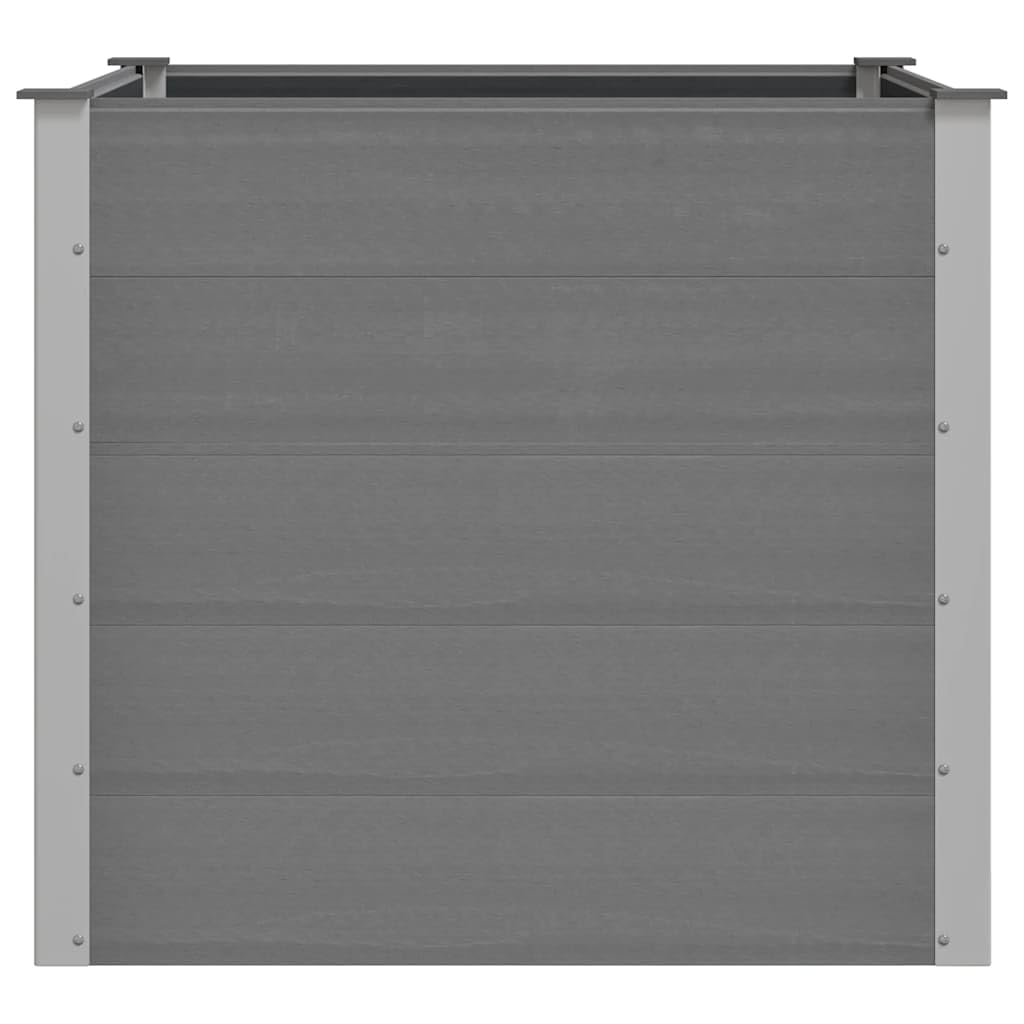 Tmriohed Grey WPC Garden Raised Bed 39.4 x 39.4 x 35.8 in Square Outdoor Planter Box, Wood-Plastic Composite & Aluminum Frame, Large Planter for Patio Balcony Deck Yard