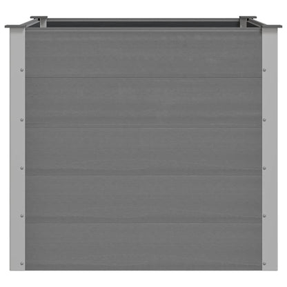 Foknhdi 39.4 x 39.4 x 35.8 in Grey Raised Garden Bed Outdoor, Large Square WPC Planter Box with Aluminum Frame for Patio, Balcony, Yard Herb & Vegetable Growing