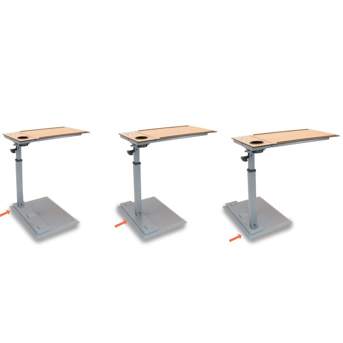 WiseLift Table – 360° Swivel – Up to 45° Tilt – Height Adjustable – Built-in Cup Holder and 3 USB Charging Ports (Wood)