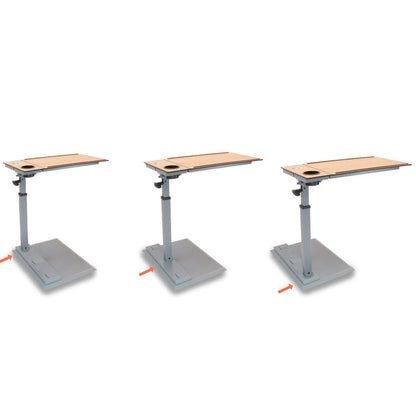 WiseLift Table – 360° Swivel – Up to 45° Tilt – Height Adjustable – Built-in Cup Holder and 3 USB Charging Ports (Wood)