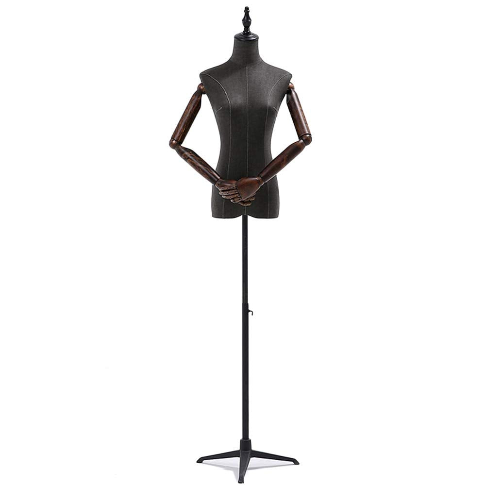 Female Tailors Dummy Mannequin Torso Mannequin Stand, Female Mannequin Dress Form Torso with Black Metal Base and Neck Cap - Premium le Women's Clothing Dress Display Sewing Dummy