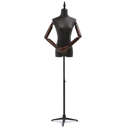 Female Tailors Dummy Mannequin Torso Mannequin Stand, Female Mannequin Dress Form Torso with Black Metal Base and Neck Cap - Premium le Women's Clothing Dress Display Sewing Dummy