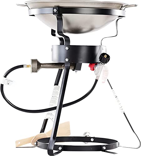 King Kooker 24WC Heavy-Duty 24" Portable Propane Outdoor Cooker with 18" Steel Wok, Black