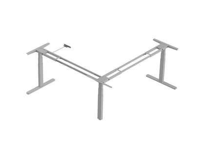 Monoprice Triple-Motor Sit-Stand Corner Desk Frame - Height-Adjustable, L-Shaped, Gray - Workstream Collection
