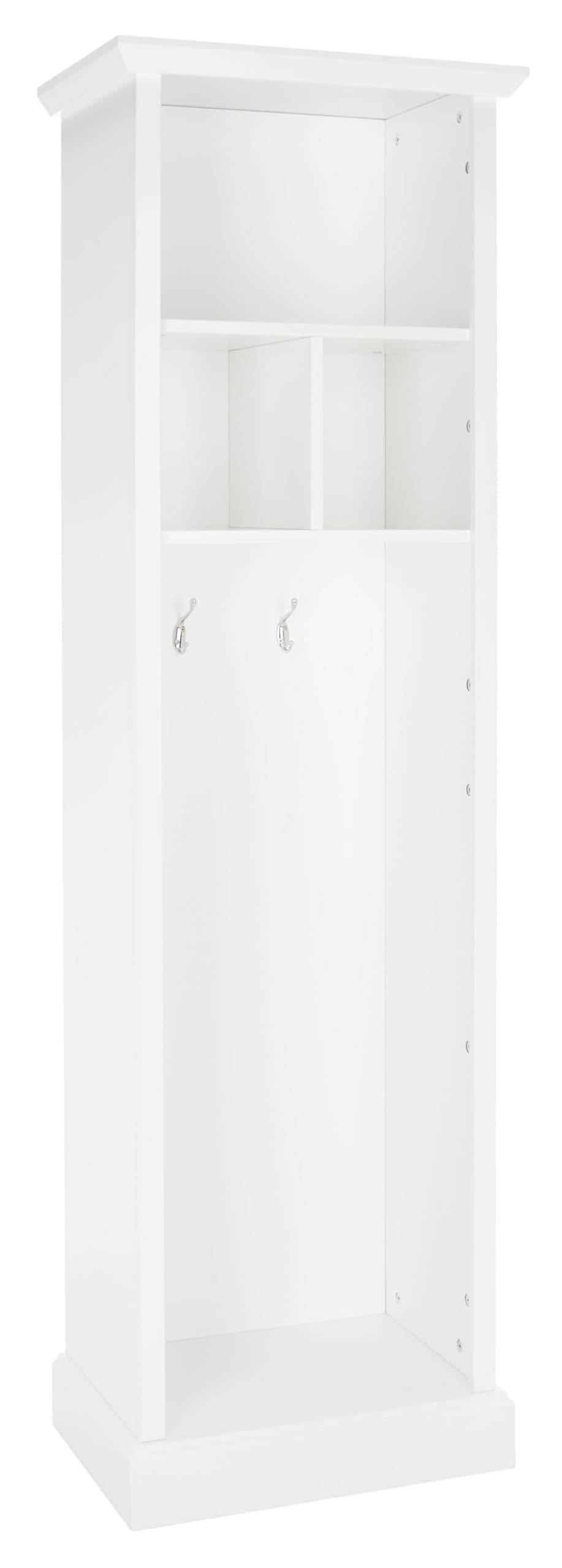 SAFAVIEH Home Collection Layli Farmhouse Antique White 4-Shelf 2-Hook Top Storage Hall Tree (Fully Assembled)