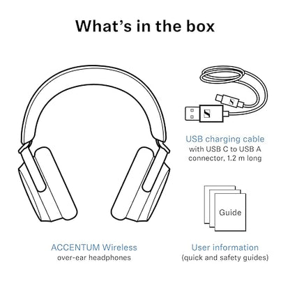Sennheiser ACCENTUM Wireless Bluetooth Headphones Noise Cancelling - Up to 50HR Playtime, Hybrid Noise Cancelling (ANC), All-Day Comfort, Bluetooth Over Ear Headphones for School, Traveling, Black