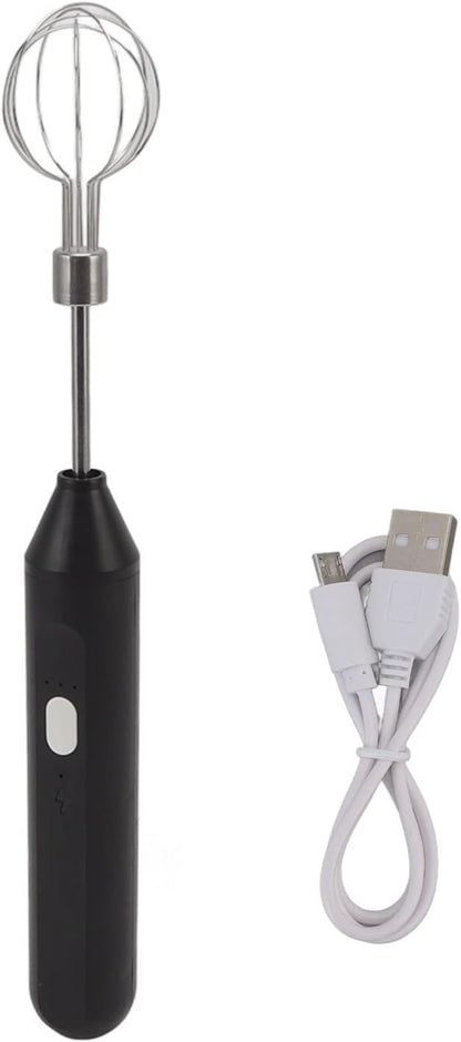 Electric Handheld Egg Beater, Round Head Milk Frother, Battery Powered Whisk for Home Kitchen, Restaurants (Black)