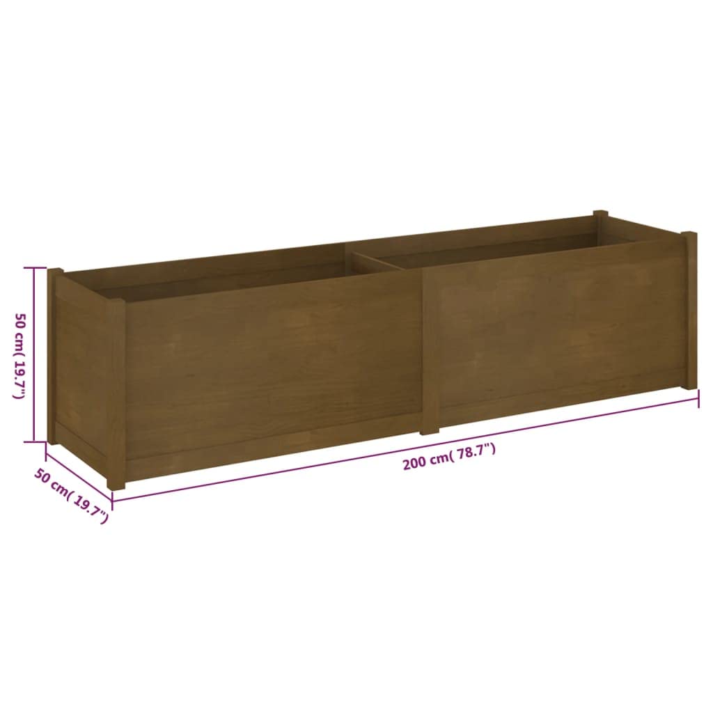 Foknhdi Honey Brown Raised Garden Bed Planter 78.7"x19.7"x19.7", Solid Pine Large Outdoor Planter Box for Flowers & Herbs, Rustic Tree Bed Assembly Needed for Patio Yard