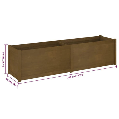 Foknhdi Honey Brown Raised Garden Bed Planter 78.7"x19.7"x19.7", Solid Pine Large Outdoor Planter Box for Flowers & Herbs, Rustic Tree Bed Assembly Needed for Patio Yard