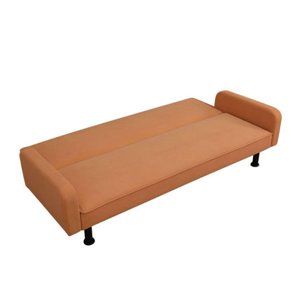 UOCFYK Fold Out Modern Couch Convertible Sleeper Sofa Chair Bed, 2 Seater Loveseat for Living Room, Lounge Comfy Cama for Small Spaces for Bedroom, Adjustable Angle, Orange Calico