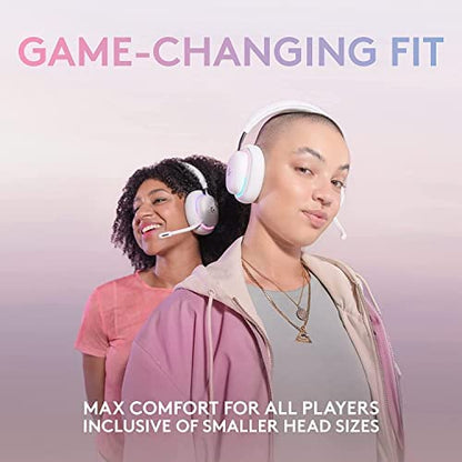 Logitech G735 Wireless Gaming Headset, Customizable LIGHTSYNC RGB Lighting, Bluetooth, 3.5 MM Aux Compatible with PC, Mobile Devices, Detachable Mic - White Mist