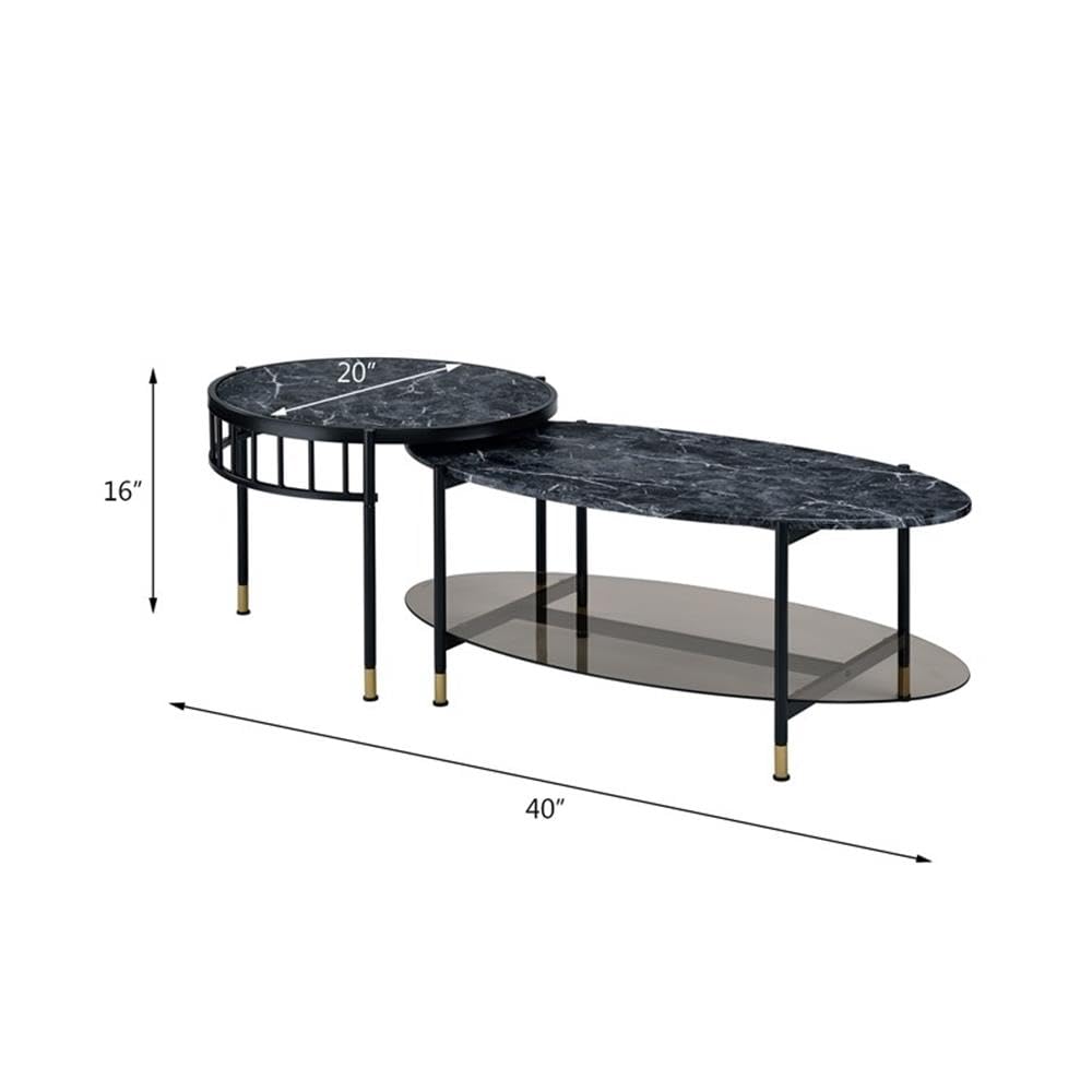 Acme Furniture 2 Piece Oval Nesting Coffee Table, Black