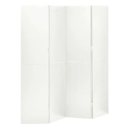 Outdoor/Indoor Room Divider, Room Screen Divider Wall Protection Privacy Furniture Indoor Bedroom, 4-Panel Room Divider White 63"x70.9" Steel